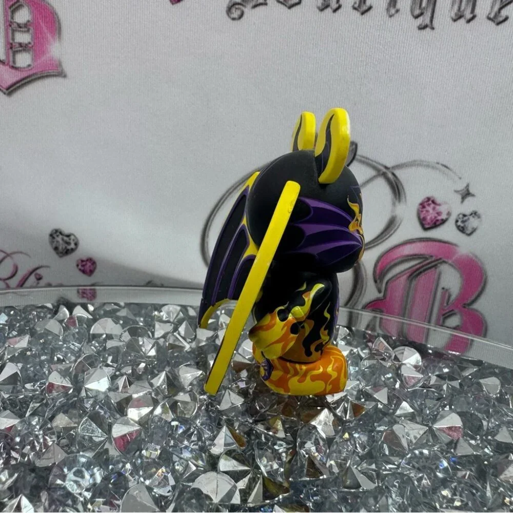 Disney vinylmations sleeping beauty Flame Dragon Vinyl Toy Black, Yellow, Purple